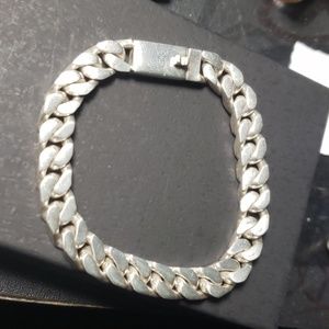 Heavy sterling silver Cuban link chain bracelet 7
